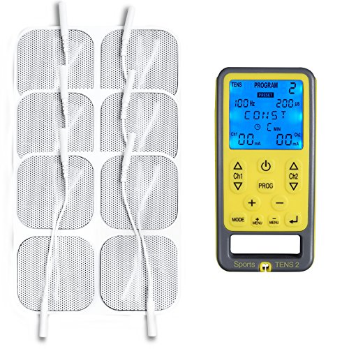 Tenscare Sports Tens 2+ Paquete de 12 Electrodos - Dispositivo de electroestimulación con Masaje, TENS, EMS y programas manuales. Para alivio del dolor, tonificación y relajación muscular.