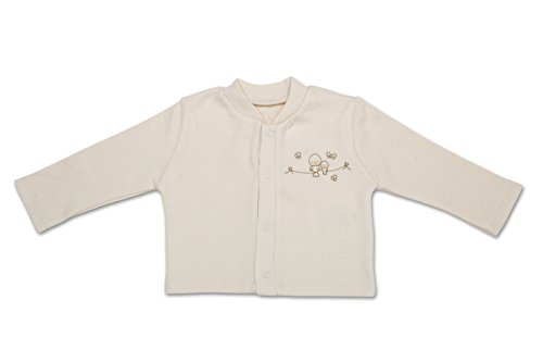 The Dida World Narinan - Conjunto 3 piezas de algodón orgánico, bordado pajarito, talla 1-3 meses, color beige