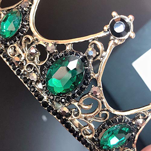 Tiaras Corona Mujer, Queen Crown Barroco Dorado Vintage Peine Verde Ovalado Cristal Adulto Diademas Para Niñas Joyería Para El Cabello Boda Nupcial Fiesta De Cumpleaños Baile De Graduación Rega