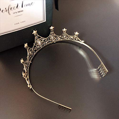 Tiaras Corona Mujer, Queen Crown Barroco Dorado Vintage Peine Verde Ovalado Cristal Adulto Diademas Para Niñas Joyería Para El Cabello Boda Nupcial Fiesta De Cumpleaños Baile De Graduación Rega