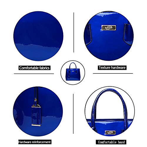 Tisdaini® Bolsos de mano Mujer Bolsos bandolera moda charol Bolsos totes Shoppers y bolsos de hombro Azul