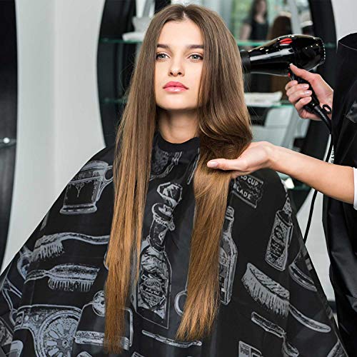 TRIXES Capa Bata con Estampado Negro para Adultos Salón Peluquería Barberos perfecta para Corte, Coloración, Reflejos, etc. - Capa Peluqueria Adulto