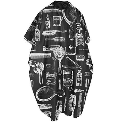 TRIXES Capa Bata con Estampado Negro para Adultos Salón Peluquería Barberos perfecta para Corte, Coloración, Reflejos, etc. - Capa Peluqueria Adulto