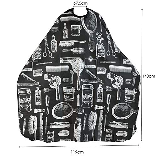 TRIXES Capa Bata con Estampado Negro para Adultos Salón Peluquería Barberos perfecta para Corte, Coloración, Reflejos, etc. - Capa Peluqueria Adulto