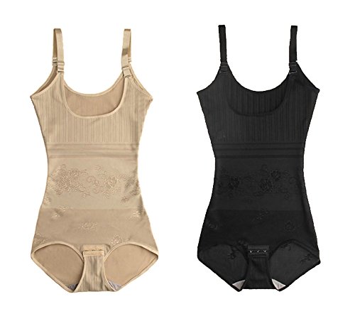 Tuopuda Body Faja Reductora Mujer Abdomen con Gancho,cómodo y Ligero Corsé Faja para presumir de Buena Figura sin Costuras (M (Waist 20.3-21.8 Inch), 1 Beige + 1 Negro)