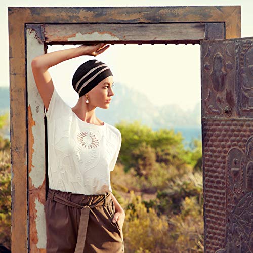 Turbante Shanti con bambú negro y marrón para mujeres con alopecia
