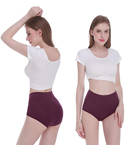 Tuuhaw Bragas para mujer, paquete de 5, braguitas, braga-faja, algodón, talle alto, transpirable morado XS