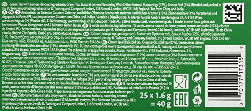 Twinings Of London Té Green Tea & Lemon - 3 Paquete de 25 Bolsitas