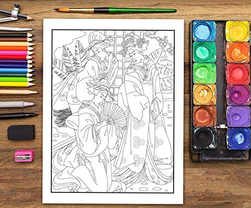 Ukiyo-e: Libro De Colorear Para Adultos: Xilografía japonesa