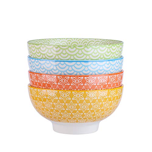 Vancasso Natsuki cuenco de porcelana de 4 piezas, cuencos de cereal Ø 15.2 cm, multicolor, cuencos de postre cuenco de ensalada