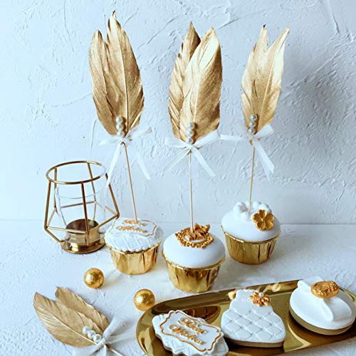 Vidillo Plumas de Ganso, 40 pcs Oro Natural Plumas de Gallo Manualidades Decoración para Disfraces Hats, Hogar Bricolaje, Ropa Casa Fiesta (Accesorio de Disfraz) (Feathers J)