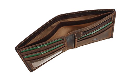 Visconti Cartera SHIELD de Cuero Engrasado 707 Canela Petróleo RFID