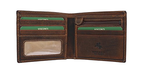 Visconti Cartera SHIELD de Cuero Engrasado 707 Canela Petróleo RFID
