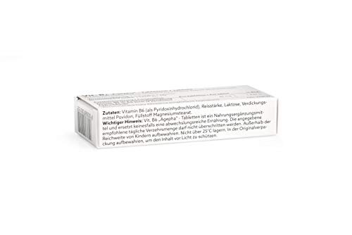 Vitamina B6 de AGEPHA PHARMA | Tabletas de Piridoxina de 20mg | Tabletas para Deficiencia de Vitamina B6 para Diabéticos y Embarazadas | 20 Tabletas