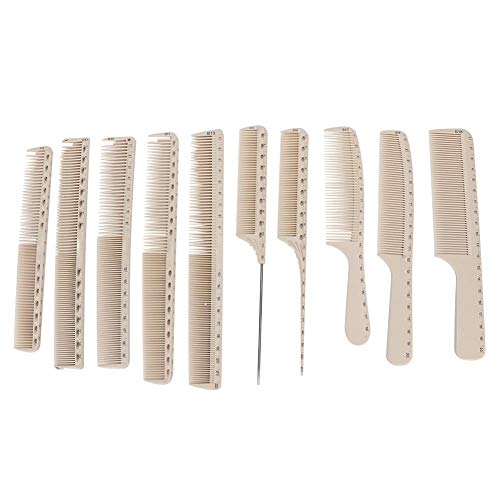 Vobor Juego de peines para el Cabello - Peines de peluquería Profesional 10Pcs, peines de Corte para peluquería Barber con Escala de Medida(UNA)