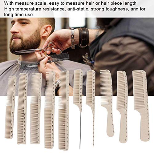 Vobor Juego de peines para el Cabello - Peines de peluquería Profesional 10Pcs, peines de Corte para peluquería Barber con Escala de Medida(UNA)