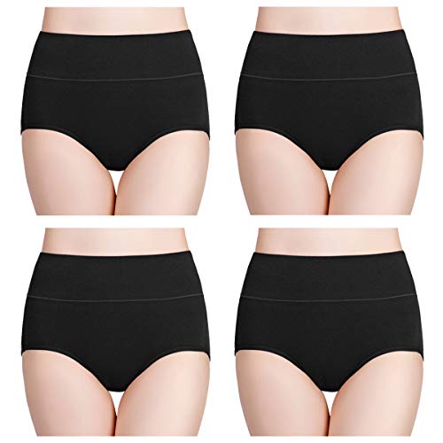 wirarpa Braguitas Culotte Algodón para Mujer Bragas de Cintura Alta Cómodo Faja Reductora Ajustan Pack de 4 Talla 46-48