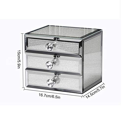 WM home Caja de joyería de Escritorio, de Caja de los, Tres Capas de Gran Capacidad con cajones, for el cumpleaños, la Navidad, día de la Boda, San Valentín