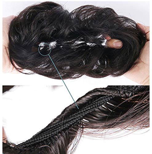 Women Messy Hair Scrunchy Scrunchie Bun Up Do Hair Piece Hair Ribbon Ponytail Hair Extensions Wavy Messy Medium Brown & Bleach Blonde