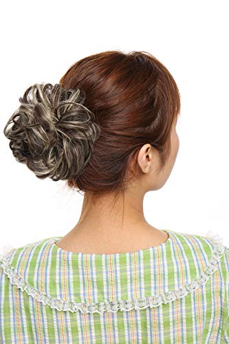 Women Messy Hair Scrunchy Scrunchie Bun Up Do Hair Piece Hair Ribbon Ponytail Hair Extensions Wavy Messy Medium Brown & Bleach Blonde