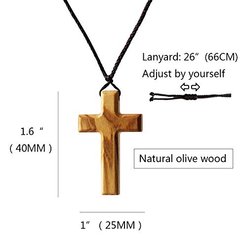 Xianli Wang Collar Colgante Simple de Cruz de Madera de Olivo para Hombres Mujeres Niños Niñas Madera Collar de Regalo