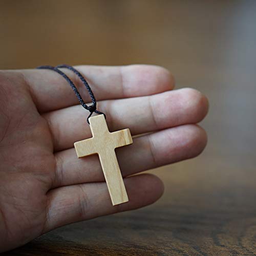 Xianli Wang Collar Colgante Simple de Cruz de Madera de Olivo para Hombres Mujeres Niños Niñas Madera Collar de Regalo