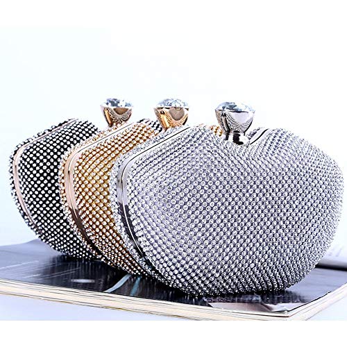 XiaoZou Rhinestone Cristal Embrague Cartera Hebilla de mariposa Bolso de noche de embrague de satén for mujer Bolso de embrague de forma de manzana Monedero Bolsa de cosméticos for la fiesta Cóctel de