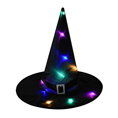 XTR Decoración de Halloween Sombreros de Bruja Gorra de Luces LED Accesorios de Disfraces de Halloween Adorno Colgante de árbol al Aire Libre