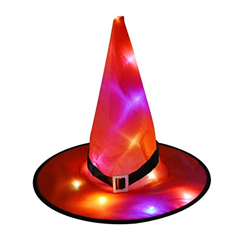 XTR Decoración de Halloween Sombreros de Bruja Gorra de Luces LED Accesorios de Disfraces de Halloween Adorno Colgante de árbol al Aire Libre