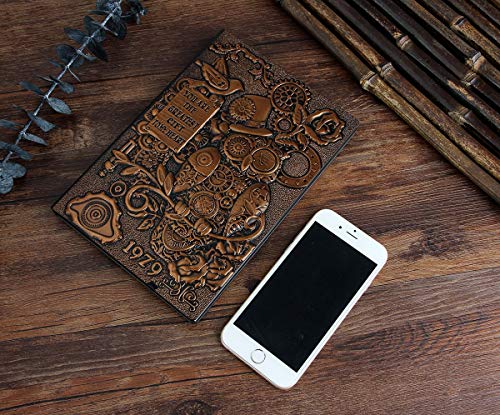 XUAN A5 Libreta Bonita Cuero, Diario de viaje Niño Niñas Tapa Dura Cuaderno Rayas Piel Sintética Travel Journal Notebook lined Ideas Regalo Navidad Hombre Mujer Adultos, Página Rayadas 3D Búho Cobre