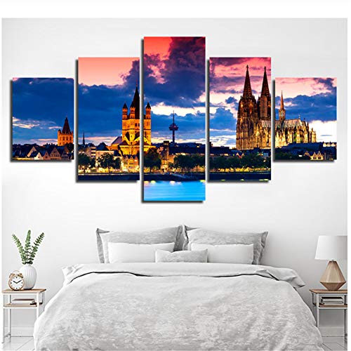 yhyxll Catedral de Colonia Paisaje Arte de la Pared Lienzo Decoración para el hogar Imagen Pintura Impresa en HD para la Sala de Estar Obra de arte-12X16 12X24 12X32 Sin Marco
