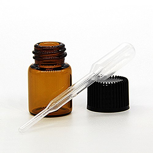 Yizhao Ambar Botellas de Aceite esencial de Vidrio Vacías 2ml,con Reductor de Orificio y Tapa,Para Aceites Esenciales, E-Líquidos,Aromaterapia,Perfumes,Masajes,Laboratorio de Química – 24 Pcs
