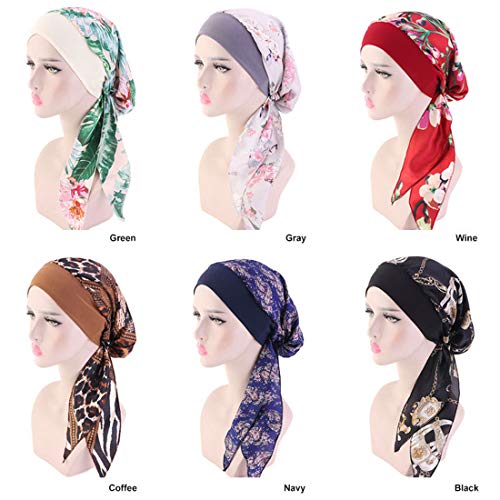 YONKINY Cancer Turbante Quimioterapia Para Mujeres Elegante Verano Sombrero De Chemo Oncológico Bufanda de La Cabeza Cómodo Tejido De Seda Headwear Gorro Noche Pèrdida de Pelo Cabello (#1)