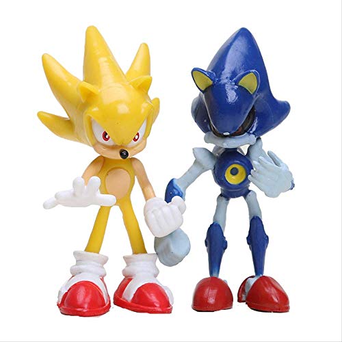 Yzoncd 6 Unids / Set Super Sonic Figura De Juguete, PVC Silver Shadow Knuckles Tails Sonic Figura Sonic Figura De Acción Modelo Juguetes 5-7Cm