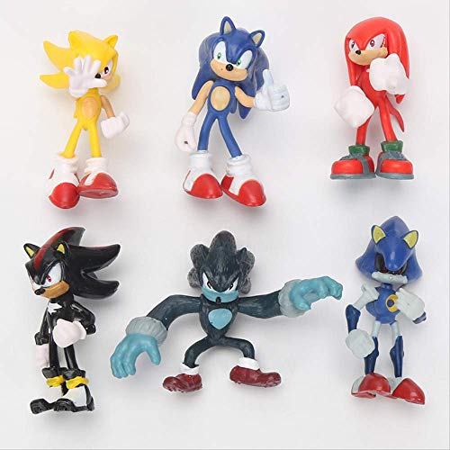 Yzoncd 6 Unids / Set Super Sonic Figura De Juguete, PVC Silver Shadow Knuckles Tails Sonic Figura Sonic Figura De Acción Modelo Juguetes 5-7Cm