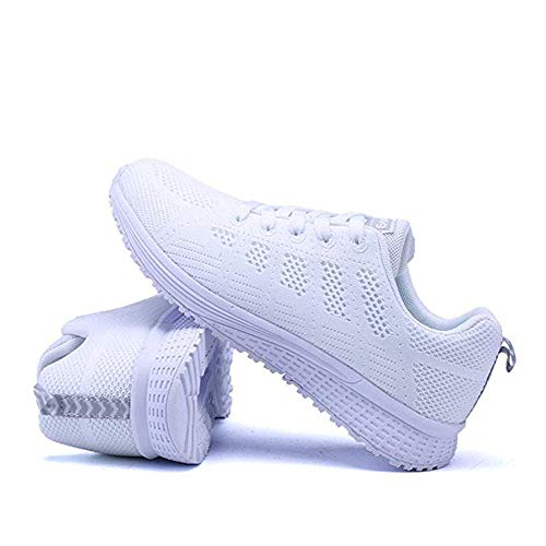 Zapatillas de Deportivos de Running para Mujer Gimnasia Ligero Sneakers Negro Azul Gris Blanco 35-40 Blanco 41