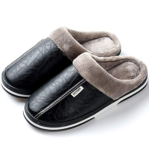 Zapatillas de Estar por casa Mujer Invierno Peluche Cerradas Andar Calienta Pantuflas Slippers Originales Termicas Zapatos (38/39 EU, Negro)
