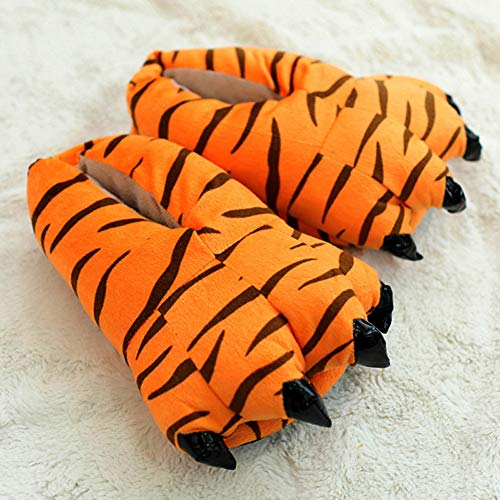 Zapatos Disfraz De Animal Tigre Cómodas Zapatillas Franela Casa del Monstruo De Halloween De Pelo De La Pata De La Garra para Unise Niños (tamaño 25-34)