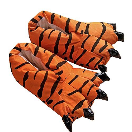 Zapatos Disfraz De Animal Tigre Cómodas Zapatillas Franela Casa del Monstruo De Halloween De Pelo De La Pata De La Garra para Unise Niños (tamaño 25-34)