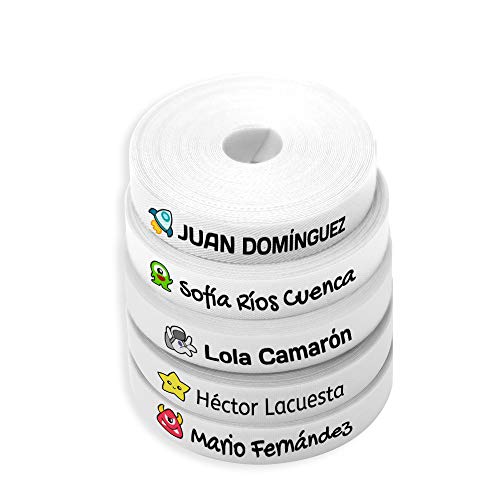 100 Etiquetas Personalizadas para ropa con Icono en Color a seleccionar. Tela Blanca. Mod. Galaxia