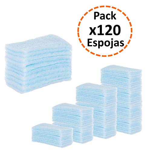 120 ESPONJAS Jabonosas Desechables bebes, niños y adultos - 120 Unidades - Esponja Bebe Piel Sensible - Esponjas Baño con Jabón ph neutro - Pack 5 paquetes de 24 esponjas Annote