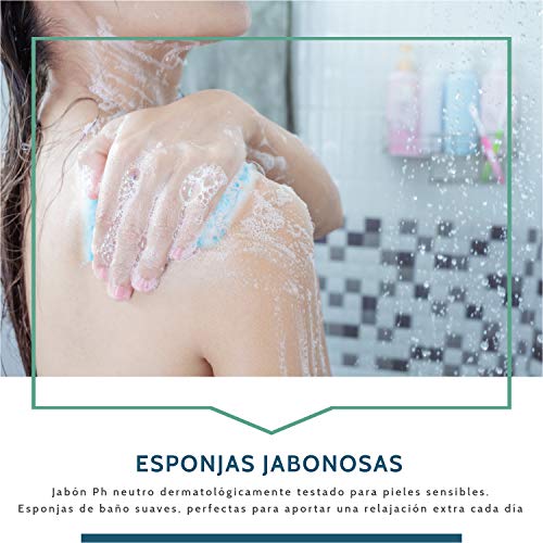 120 ESPONJAS Jabonosas Desechables bebes, niños y adultos - 120 Unidades - Esponja Bebe Piel Sensible - Esponjas Baño con Jabón ph neutro - Pack 5 paquetes de 24 esponjas Annote