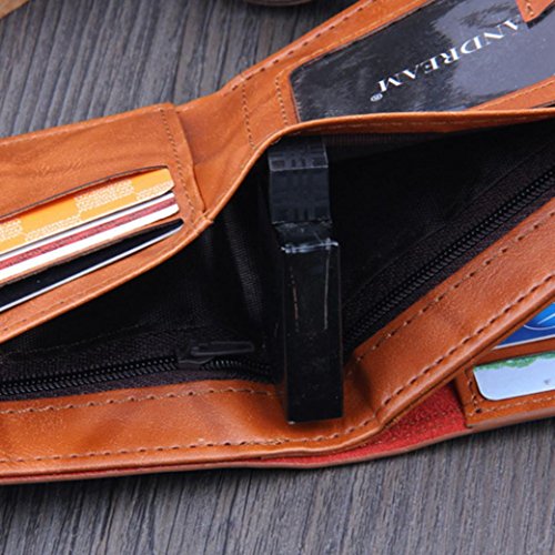 2018 Cartera de pequeña Piel Monedero de Elegante y Moda Marrón para Hombre por ESAILQ Q