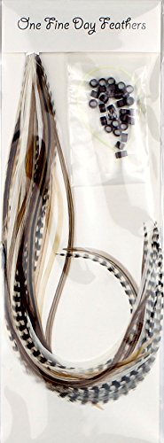 25 extensiones de cabello de pluma real: corto y delgado 18 – 23 cm + anillos/broche