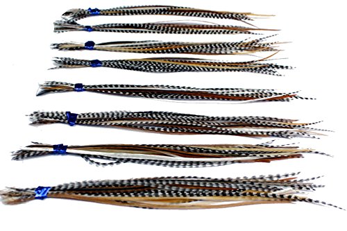25 extensiones de cabello de pluma real: corto y delgado 18 – 23 cm + anillos/broche