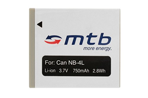 2X Batería para Canon NB-4L – Compatible con Canon IXUS 30, 40, 50, 55, 60, 65, 70, 75. Ver Lista