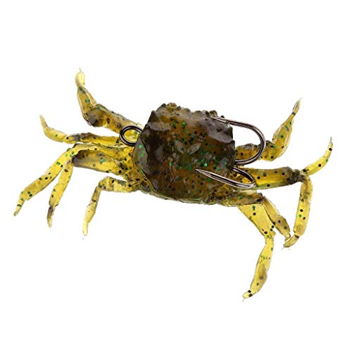 3 pcs Señuelos de Pesca, Pesca Señuelo Suave Gancho De Agua Salada De Simulación De Cebo De Cangrejo, Cangrejo de Pesca Suave Señuelos Cebo Artificial con Anzuelos Simulación Agua Salada Señuelo