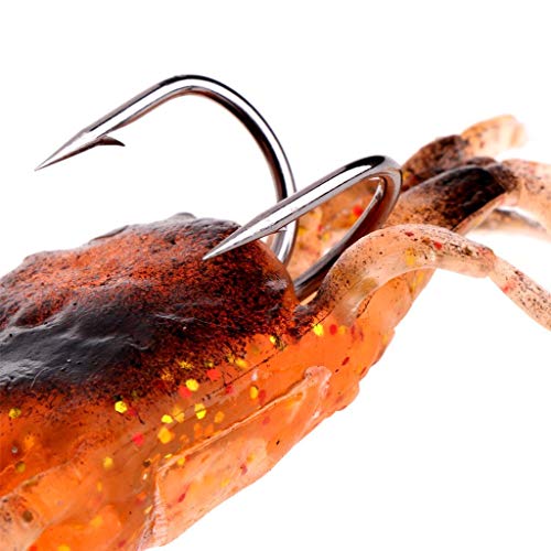 3 pcs Señuelos de Pesca, Pesca Señuelo Suave Gancho De Agua Salada De Simulación De Cebo De Cangrejo, Cangrejo de Pesca Suave Señuelos Cebo Artificial con Anzuelos Simulación Agua Salada Señuelo
