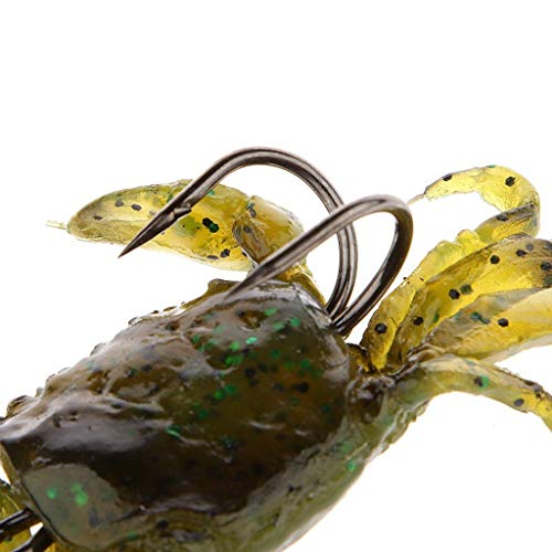 3 pcs Señuelos de Pesca, Pesca Señuelo Suave Gancho De Agua Salada De Simulación De Cebo De Cangrejo, Cangrejo de Pesca Suave Señuelos Cebo Artificial con Anzuelos Simulación Agua Salada Señuelo
