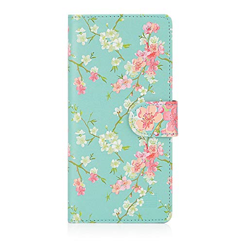 32nd Floral Series - Funda Tipo Libro de Piel Sintetica con diseño Floral para Samsung Galaxy Note 10 Plus, Carcasa de Cuero diseñada con Cartera y Cierre Magnetico - Primavera Azul